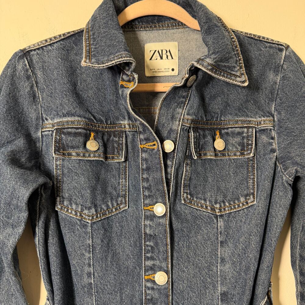 Sm Zara the Doro Midi Denim Dress Button Front Western Y2K Americana Cowgirl - Picture 3 of 8